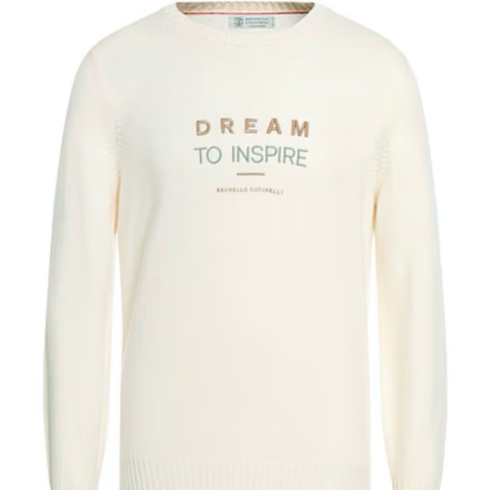 Men’s Brunello Cucinelli Cashmere Cream Crewneck Sweater Size 50 New New (5)